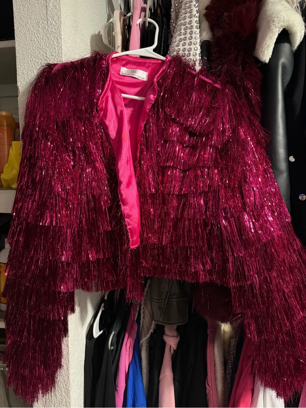 Sequin Eye Fringe Jacket - Fuchsia Metallic - Picture 2 of 2